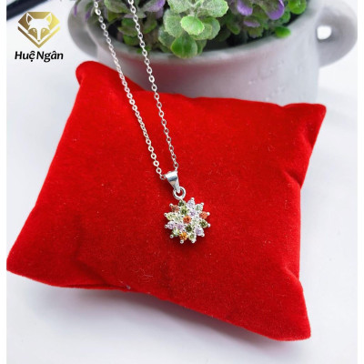Dây chuyền bạc Ý 925 Huệ Ngân -Hoa đá D160008-M