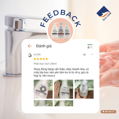 Nước rửa tay hữu cơ diệt khuẩn dạng bọt hương Quế 4000ml thương hiệu Ecocare ( tặng kèm vỏ tạo bọt)