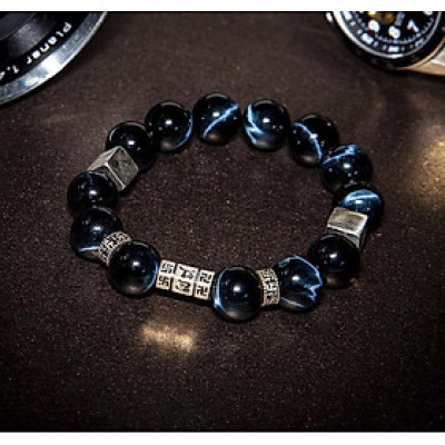 Vòng phong thủy nam Mắt chim ưng thiên nhiên  VIP mix bạc VN011