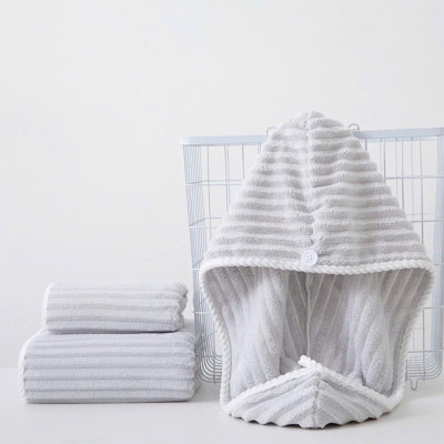 Khăn Quấn Khô Tóc Dệt Sóng Siêu Thấm Hút, Khăn Bông Ủ Quấn Tóc Nhanh Khô Hàng Nội Địa Trung 