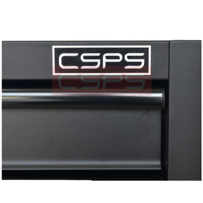 Bộ 2 Tủ dụng cụ CSPS 122cm 05 hộc kéo màu đen mặt ván gỗ kèm vách lưới