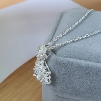 Dây Chuyền Vòng Cổ Bạc  925 Hoa Đính Đá Tinh Tế BẠC HIỂU MINH DMD473