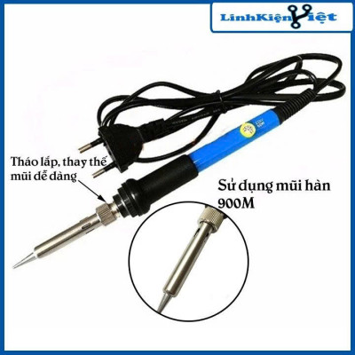 Mỏ Hàn 60W Hàn Chuyên Nghiệp với Gia Nhiệt Siêu Nhanh và 5 Mũi Hàn Loại Tốt