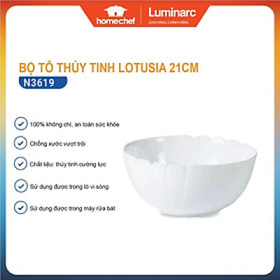 Bộ 4 bát tô đựng canh thủy tinh Luminarc Lotusia 21cm N3619 | Hàng chính hãng