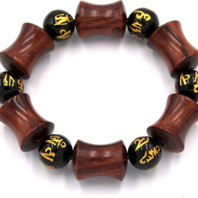 Vòng tay chuỗi hạt hồng mộc hình ống tre HMS2