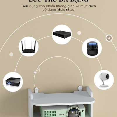 Kệ Wifi Treo Tường 2 Tầng Không Cần Khoan Để Đầu Thu Kỹ Thuật Số, Remote, Điện Thoại - IG407