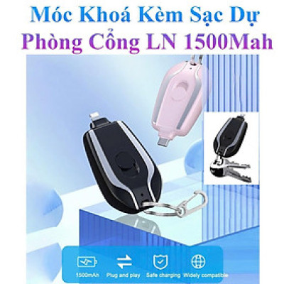 Combo 2 Móc Khoá Kèm Sạc Dự Phòng Cổng Ln Cho Ip 1500Mah Thời Trang
