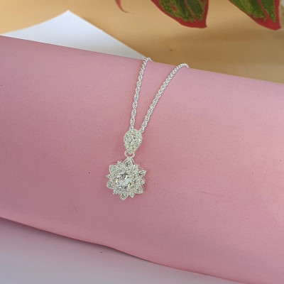 Dây Chuyền Vòng Cổ Bạc  925 Hoa Đính Đá Tinh Tế BẠC HIỂU MINH DMD473