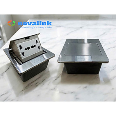 Hộp ổ điện âm sàn Novalink NV-FS3B đồng thau cao cấp - 2 ổ cắm đa năng cho văn phòng, gia đình |