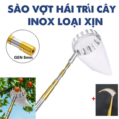 Sào Vợt Inox Hái Trái Cây Cao Cấp – Rút Dài Tới 6M, Kèm 4 Phụ Kiện Tiện Lợi Hàng Xịn Loại 1