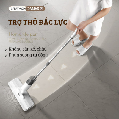 Cây Lau Nhà Phun Sương, Chổi Lau Nhà 360° Lau Sạch Khô Nhanh Cao Cấp Damas P1 Pro - Bản Lau To Giúp Lau Sạch Nhanh Chóng, Khớp Xoay 180 Độ Linh Hoạt - Thiết Kế Mới Tích Hợp Bình Chứa Dung Dịch Với Tốc Độ Phun Sương 0.1s - Hàng Chính Hãng