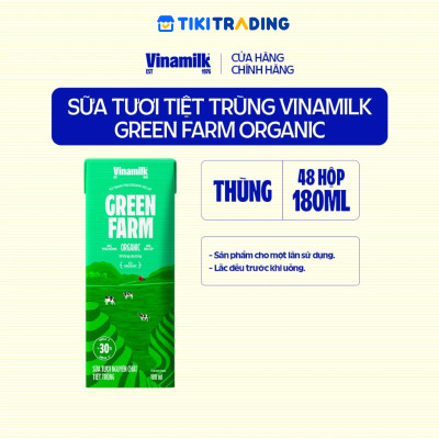 Thùng 48 hộp Sữa Tươi Tiệt Trùng Vinamilk Green Farm Organic 180ml