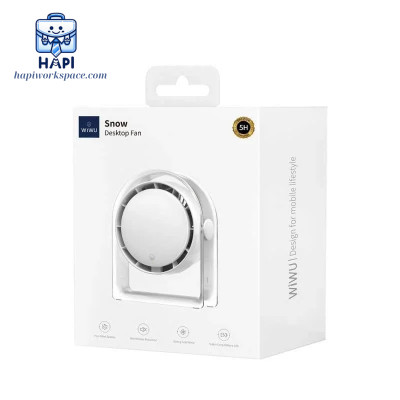 Quạt để bàn hàng chính hãng WiWU Snow Small Hurricane 2.000mAh Wi-FS07: Quạt mini tích điện, điều chỉnh góc độ