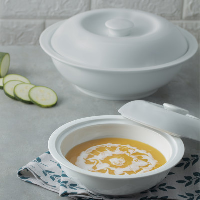 Âu cơm sứ trắng có nắp đậy- Sứ cao cấp Long Phương