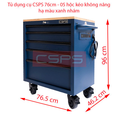 Tủ dụng cụ CSPS 76cm - 05 hộc kéo không nâng hạ màu xanh