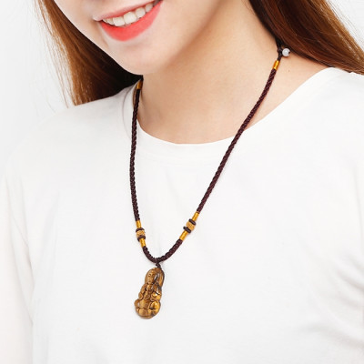 Dây Chuyền Phật Bà Quan Âm Đá Opal - Mắt Hổ Vàng