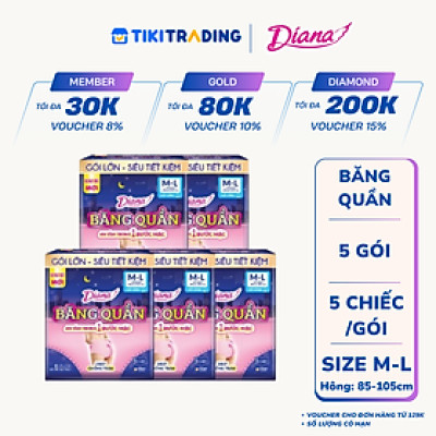 Combo 5 gói băng đêm dạng quần Diana size M-L 5 chiếc/gói