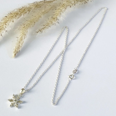 Dây Chuyền Vòng Cổ Bạc 925 Hình Bông Tuyết Đính Đá Tinh Tế BẠC HIỂU MINH DMD467