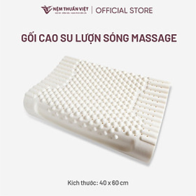 Gối Nằm Cao Su Massage Thuần Việt - Thiết Kế Lượn Sóng, Có Gai Massage, Giảm Đau Vai Gáy Cổ