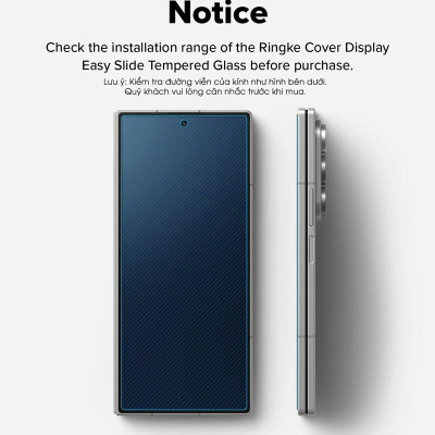 [Combo 2] Dán cường lực dành cho Samsung Galaxy Z Fold 7 RINGKE Cover Display Easy Slide Tempered Glass (Màn hình ngoài) có khung trợ dán rút bụi_ Hàng chính hãng