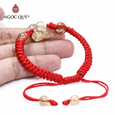 Vòng tay chỉ đỏ mix hoa bạc 16x16mm - Ngọc Quý Gemstones