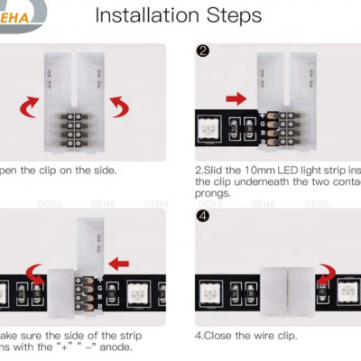 Đầu nối thẳng 4 chân cho led dây dán 5050 RGB đổi màu connector 4P pin 10 mm  trang trí dán tường thạch cao, cây máy tính, màn hình, ti vi, TV, Gaming, Tiktok dán tường, chống nước bền đẹp- Chính hãng DEHA