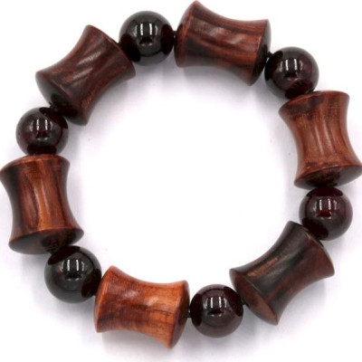 Vòng tay chuỗi hạt gỗ hồng hình ống tre HMS5
