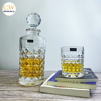 Bộ Bình Ly Rượu Mạnh Whisky Pha Lê Tiệp Khắc Chính Hãng Bohemia Crystalite Diamond