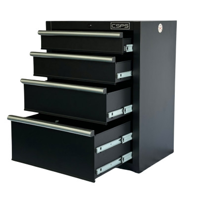Tủ dụng cụ CSPS 61cm - 04 hộc kéo màu đen (tay nắm trắng)