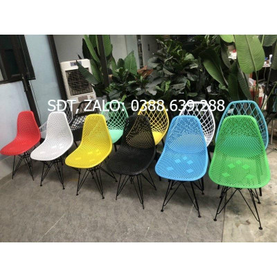 Ghế Nhựa Eames Chân Sắt Đủ Mẫu