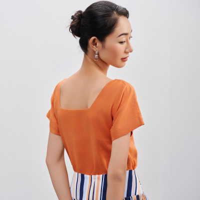 Áo Linen Cổ Tròn Mơ Nghiền TOP210 thời trang thiết kế Hity