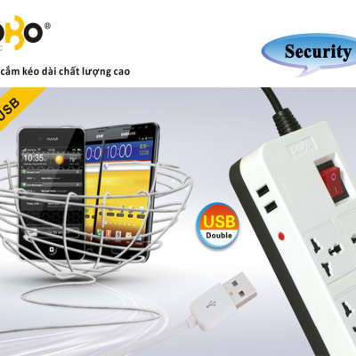 Ổ Cắm Dài 3 Lỗ Kèm Cổng USB Dobo Electric Korea (16A - 3m) - Trắng