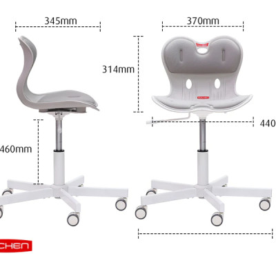 [Ghế Roichen WOW Minh Ngọc] Ghế chỉnh dáng ngồi đúng có chân xoay Roichen - WOW Hàn Quốc. Ghế xám chân trắng