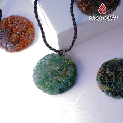 Mặt dây chuyền long phụng đá chalcedony - Ngọc Quý