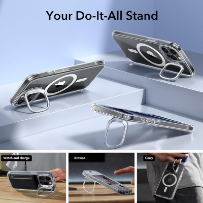 Ốp Lưng cho iPhone 15 Pro Max ESR Classic Hybrid Case Stash Stand with HaloLock - Hàng Chính Hãng