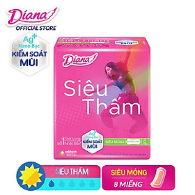 Băng vệ sinh Diana siêu thấm Cool Fresh không cánh 8 miếng