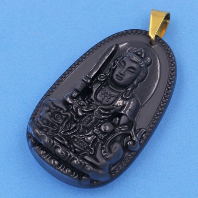 Mặt dây chuyền Văn Thù Bồ Tát đen 6cm