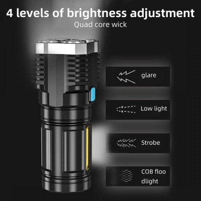 Đèn Pin Cầm Tay Siêu Sáng 4 Bóng Toma S03