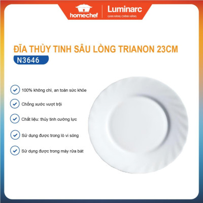 Đĩa (dĩa)/Bộ 6 đĩa thủy tinh sâu lòng Luminarc Trianon N3646 23cm | Hàng chính hãng
