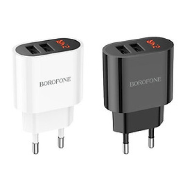 Cốc Sạc Nhanh Borofone BA63A 12W 2 Cổng USB Có LCD 2.4A