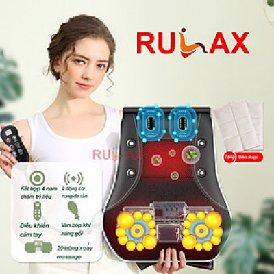 ￼Gối Massage Cổ Vai Gáy Rulax,Máy Massage Hồng Ngoại 2 Động Cơ Rung Kết Hợp 20 Bi Giảm Đau Nhức Hiệu Quả
