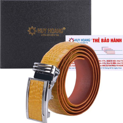 Thắt Lưng Nam Da Cá Sấu Gai Bụng Huy Hoàng HT4258 - Vàng Nghệ