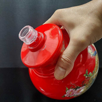 Bình Đựng Rượu Thủy Tinh cao cấp 1500ml mẫu bầu tròn màu đỏ may mắn - Chai Đựng Rượu Thủy Tinh – Vỏ Chai Rượu Đẹp decor (H1)