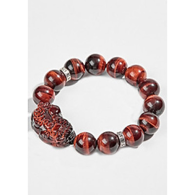 Vòng Thạch Anh Mắt Hổ Đỏ Phối Tỳ Hưu Nam (14mm) Ngọc Quý Gemstones