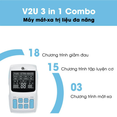!!!SALE OFF!!! Máy Mát - Xa Trị Liệu Đa Năng ( V2U 3IN1 Combo). Chính hãng V2U Việt Nam