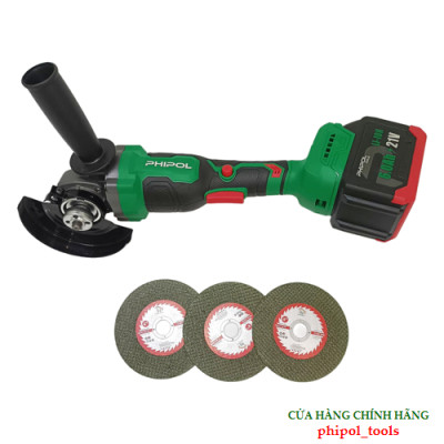Combo Máy mài cắt 21V động cơ không chổi than PHIPOL TOOLS PH3052 Kèm 2 pin 15 cell và sạc - Hàng Chính Hãng