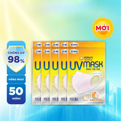 Bộ 8 gói khẩu trang chống nắng Unicharm UV Mask 5 miếng
