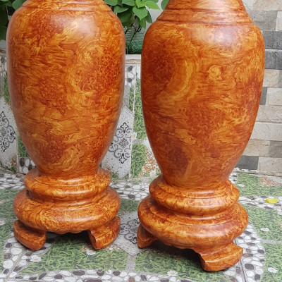 Cặp Bình Gỗ nu gõ hay gõ vẽ nu cao tròn đều đẹp cao 60cm x đk 20cm ý nghĩa bình an , phú quý Anh Chị trưng phòng khách nhà, công ty, bàn thờ thần tài to đẹp ạ