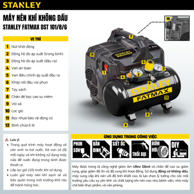 Máy nén khí không dầu 6L Stanley Fatmax DST101/8/6