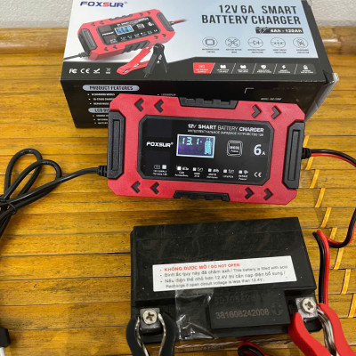 Bộ Sạc FOXSUR 6A Hàng Nhật – Sạc Ắc Quy Thông Minh 10 Bước, Bảo Vệ An Toàn Tuyệt Đối , đèn trang trí đồng hồ treo tường